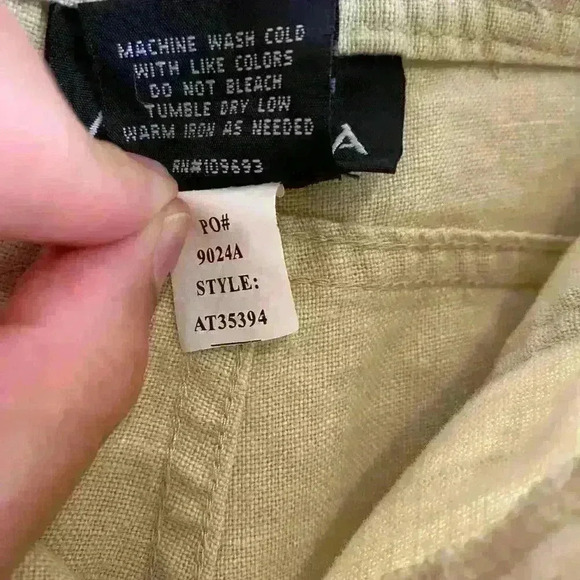 Athleta pull-on draw string button wide leg boho loose fit 100% Linen Women sz 6 - Picture 6 of 7